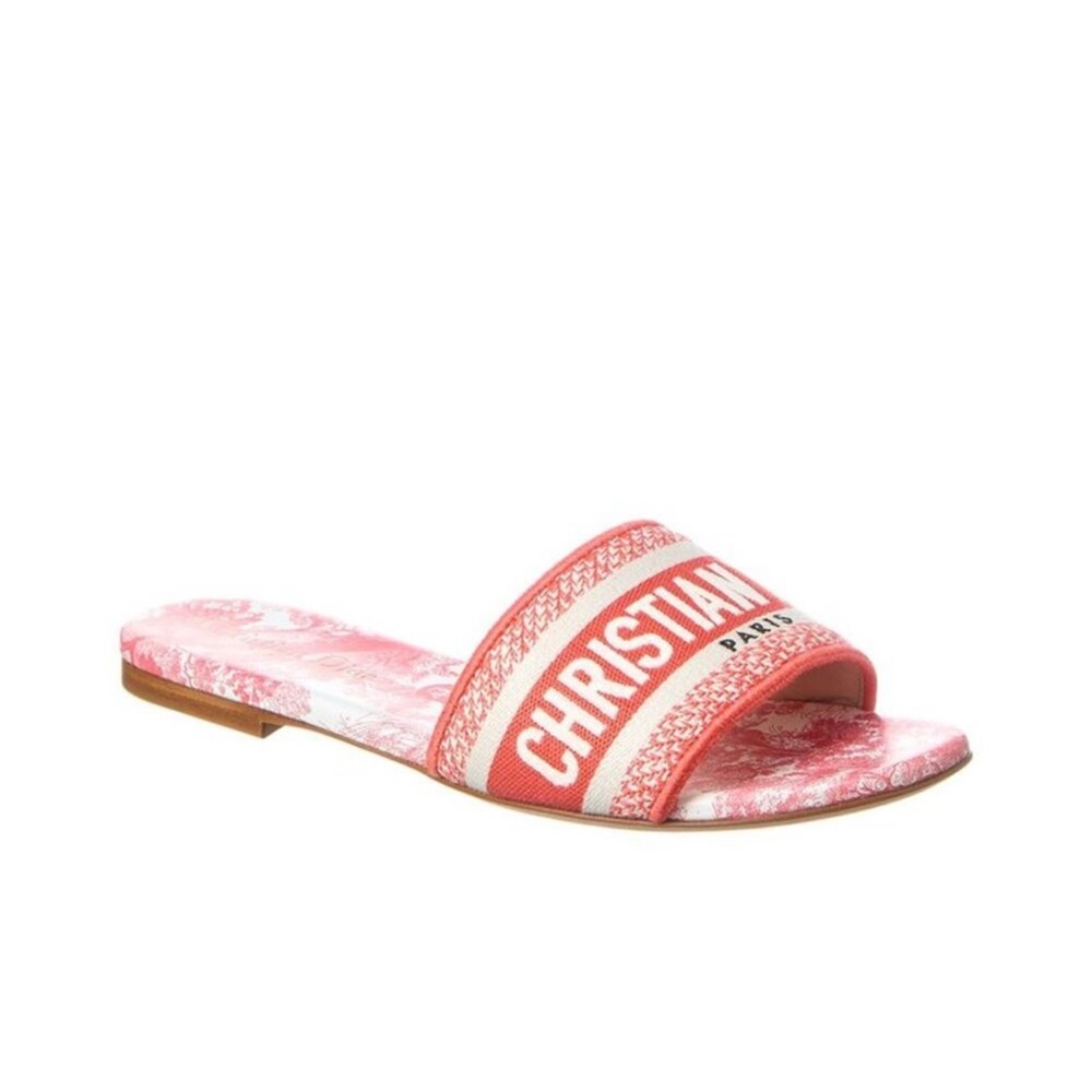 Dior Dway Pink and White Logo Slide Sandals size 39 women's 9